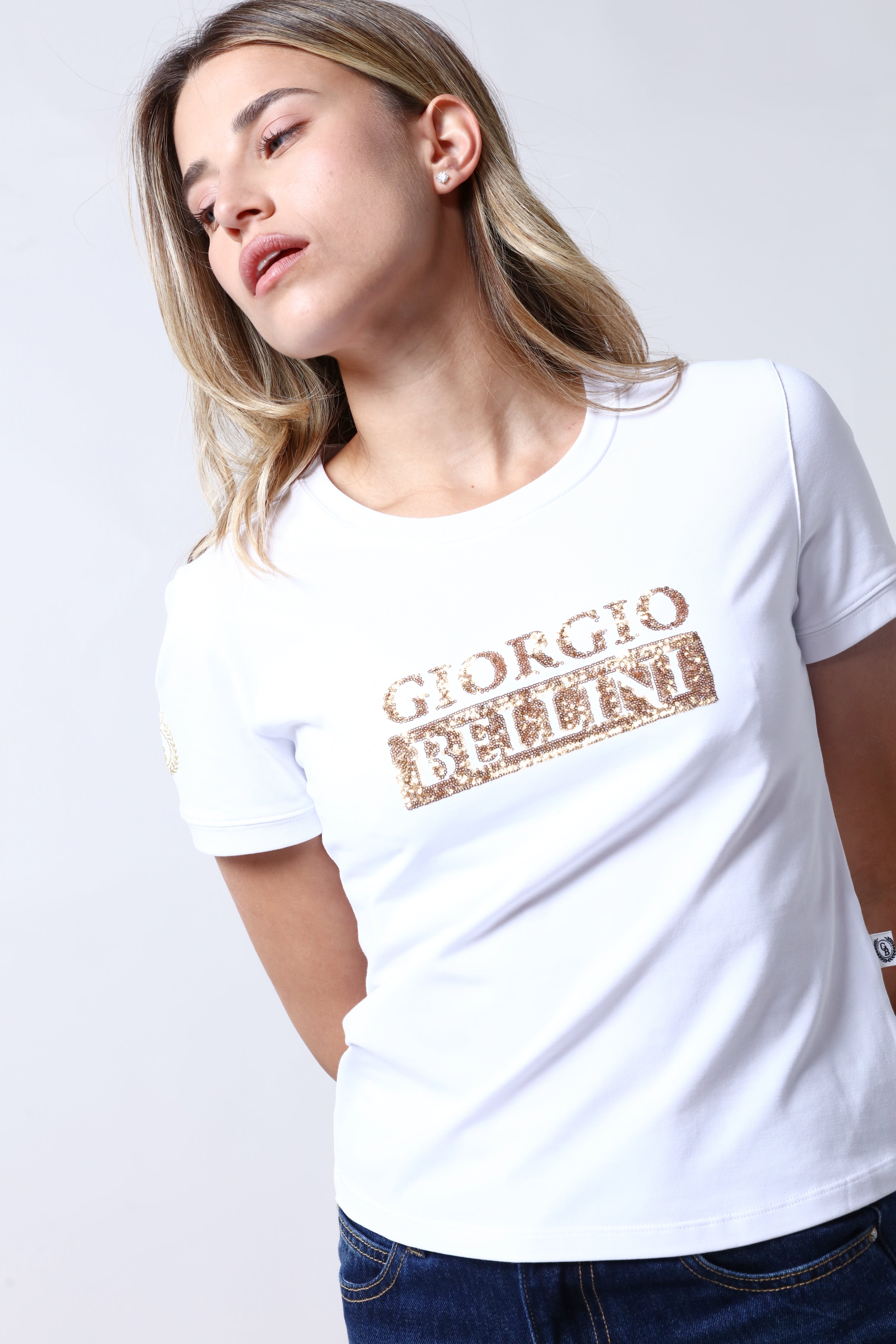 חולצת טי שירט GIORGIO BELLINI בצבע לבן לנשים