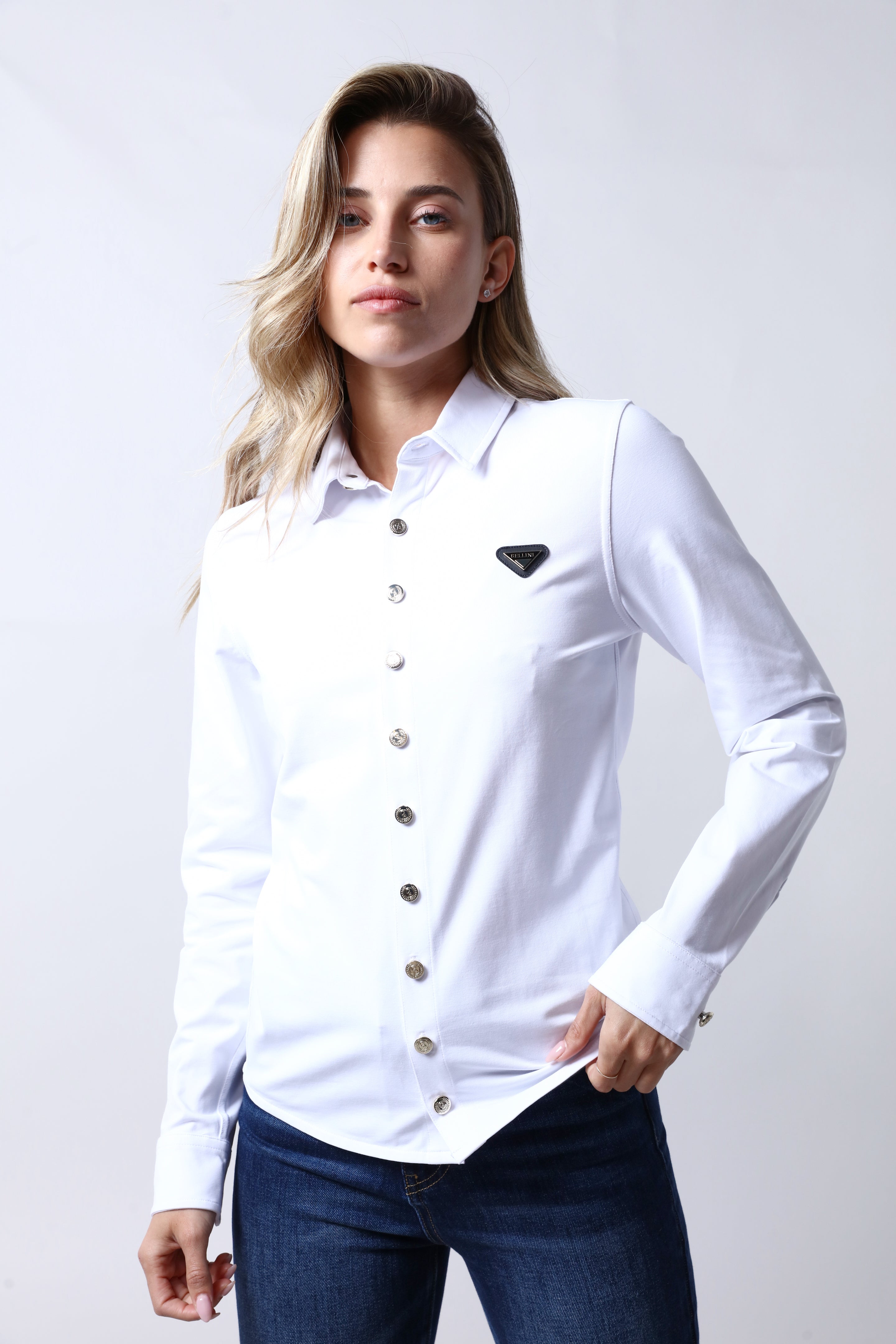 חולצה מכופתרת GIORGIO BELLINI בצבע לבן לנשים