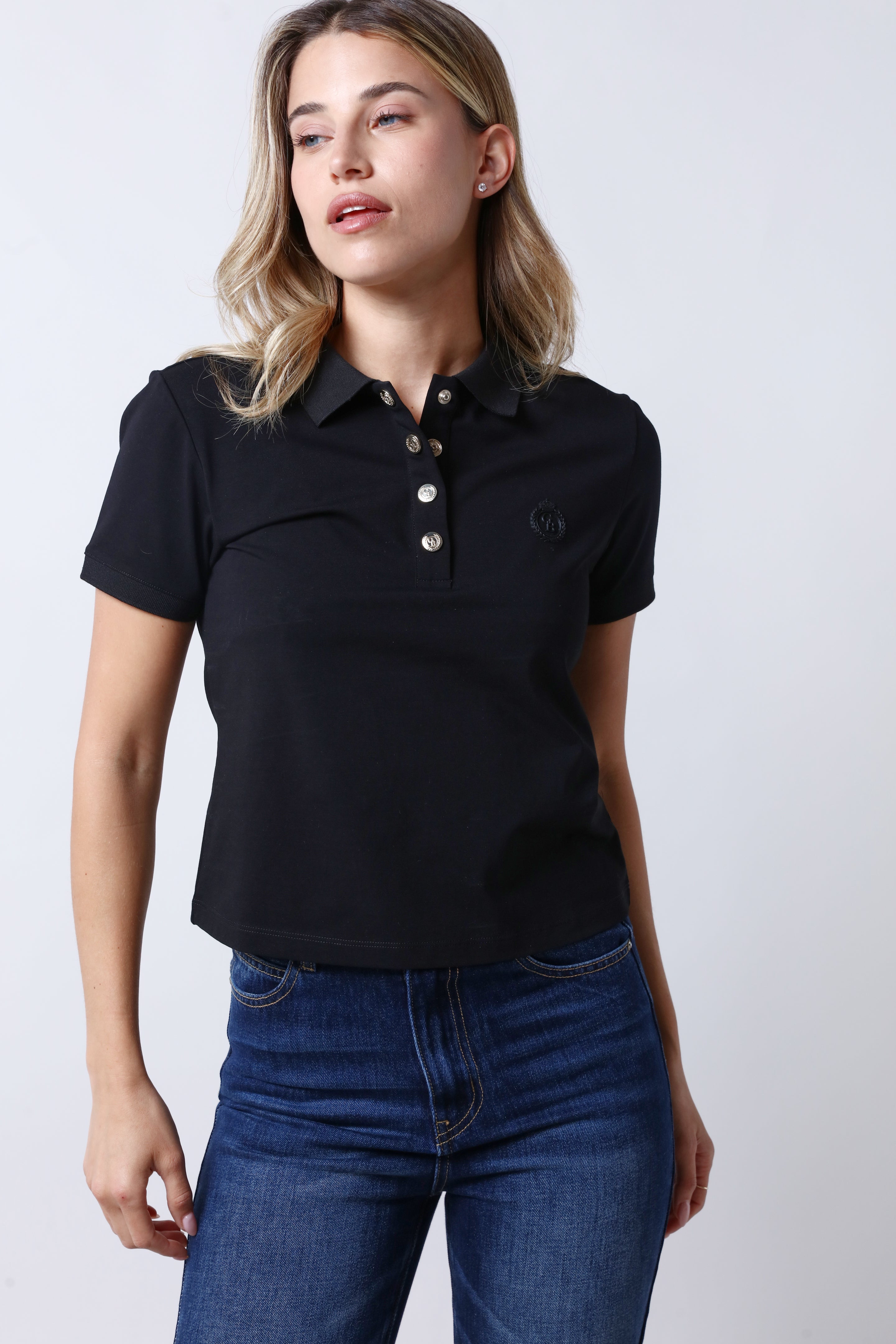 חולצת צווארון GIORGIO BELLINI בצבע שחור לנשים