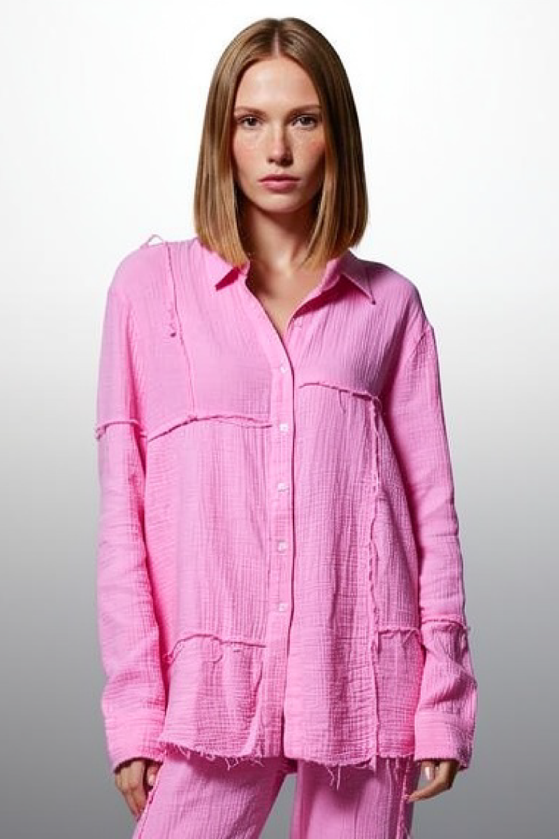 חולצת טטרה לנשים ורודה