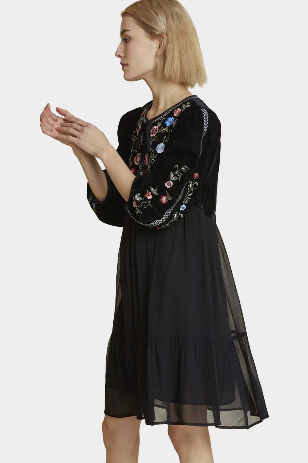 שמלה רקמה מעוטרת לנשים חצאית שתי שכבות RENE DERHY Vendome online | ונדום .