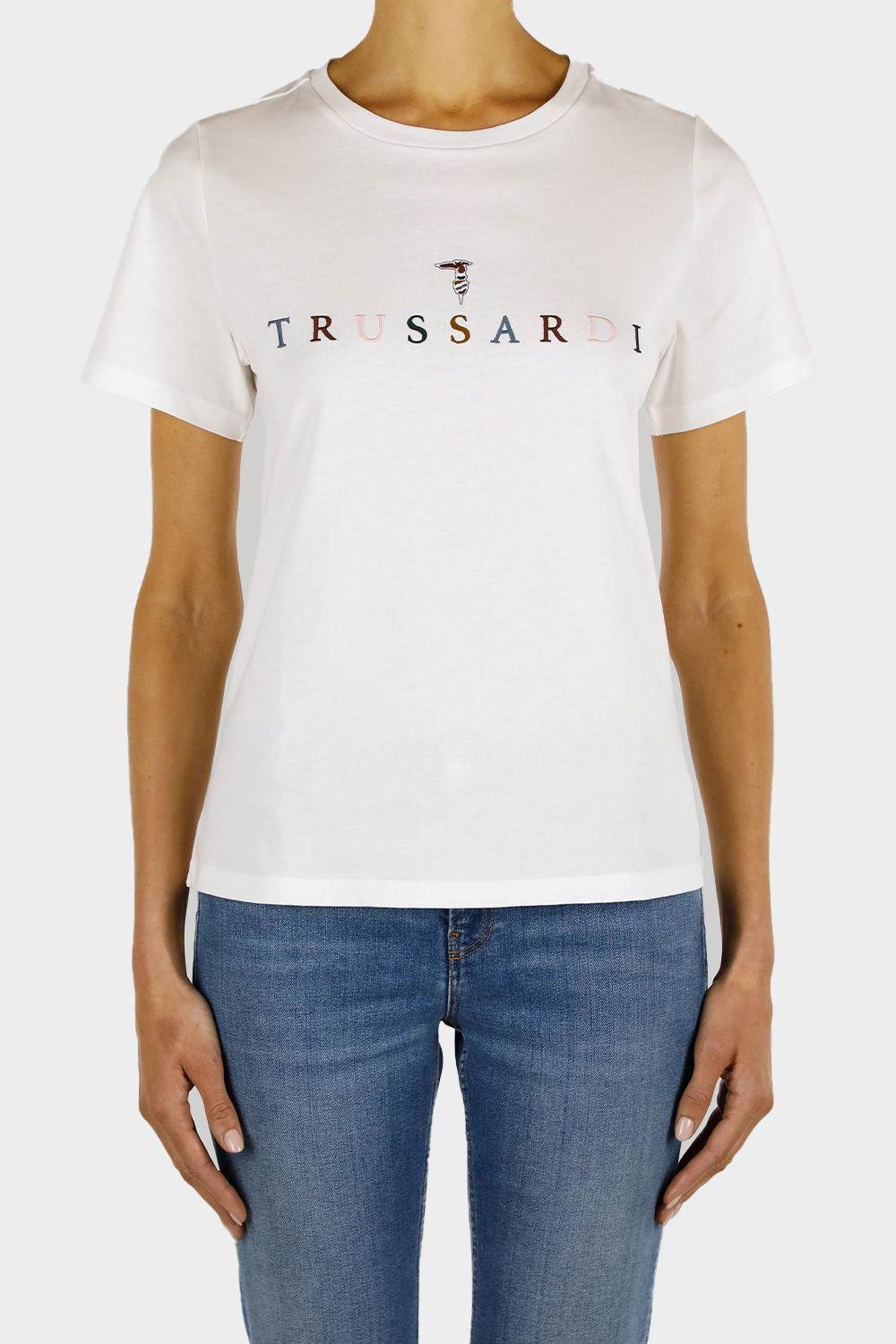 חולצת טי שירט לנשים רקמת לוגו תחש TRUSSARDI Vendome online | ונדום .