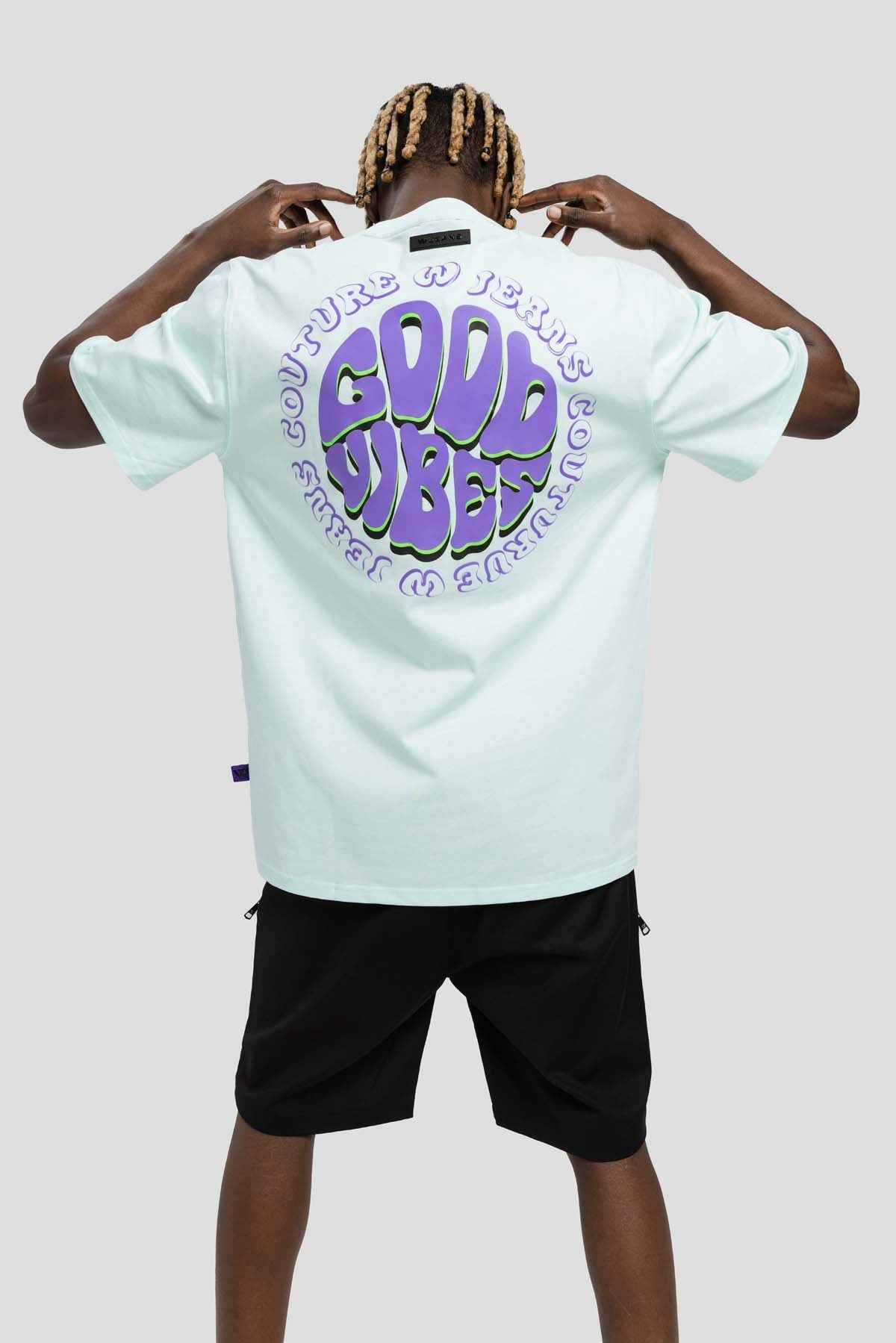 חולצת טי שירט שרוול קצר GOOD VIBES